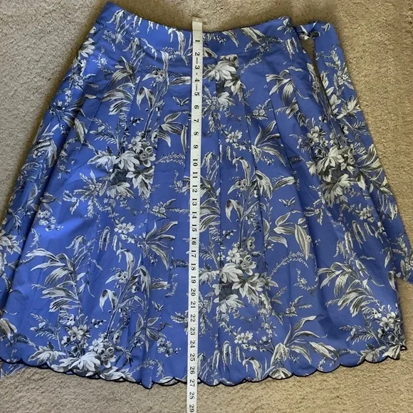 NWT Talbots Blue & Black Floral A-Line Fit and Flare Skirt with pockets Size 6 - Picture 6 of 6